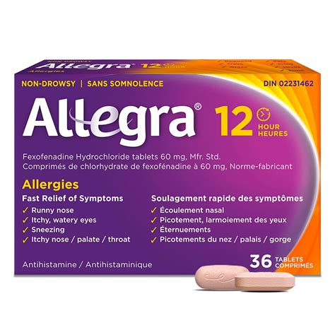 Allegra 12 Hour Allergy Medication Non Drowsy Fast Multi-Symptom Allergy Relief Medicine for ...