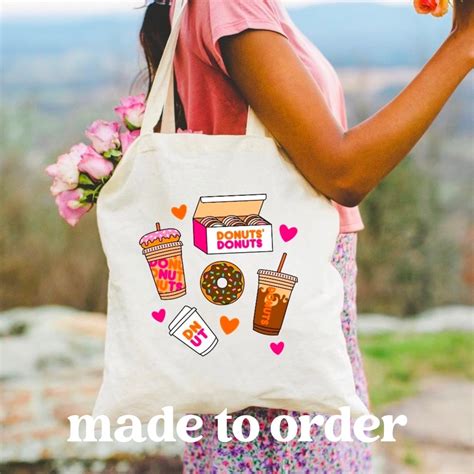 Coffee and Donuts Tote Bag, Tote Bag, Coffee Donuts, Womens Accessory ...