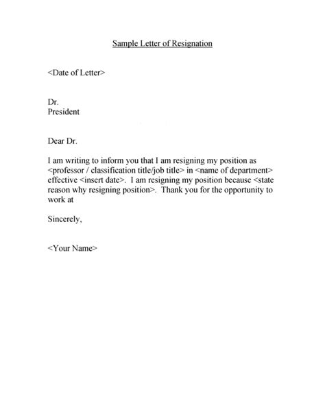resignation letter format