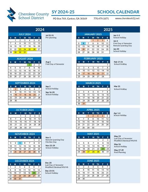 Cherokee County Schools Calendar 2025 | Academic Holidays