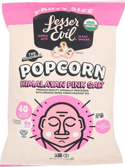 Amazon.com: LesserEvil Organic Himalayan Pink Salt Party Size Popcorn, 8 OZ