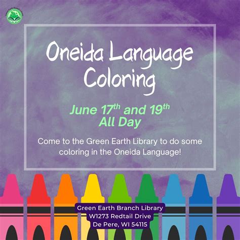 Oneida Language Coloring (All Day), W1273 Redtail Dr, De Pere, WI ...