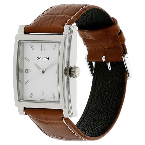 Buy Online Sonata Quartz Analog White Dial Leather Strap Watch for Men ...
