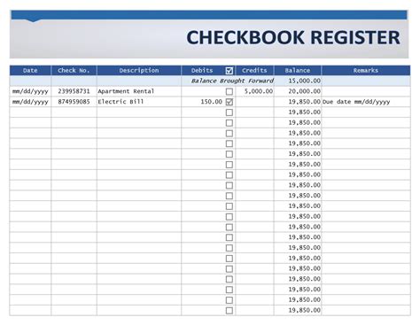 39 Checkbook Register Templates [100% Free, Printable] ᐅ TemplateLab