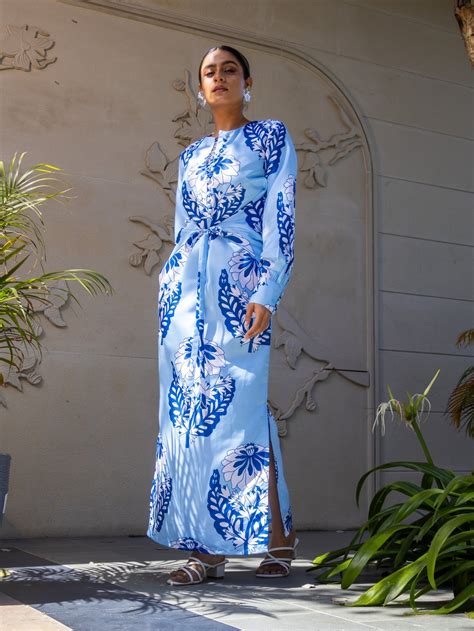 Ice blue long dress for women – amrood