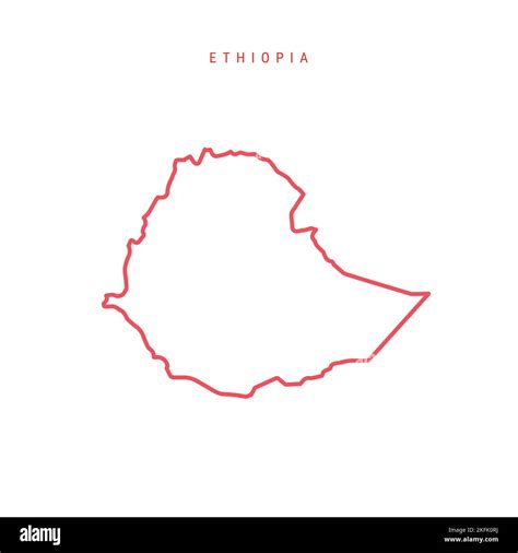 Ethiopia thin line outline map. Ethiopian red border. Country name. Flat illustration Stock ...