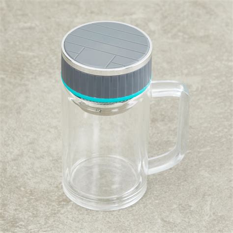 Buy Atlantis Caspian Solid Glass Mug with Lid and Strainer - 12x15.5cm ...