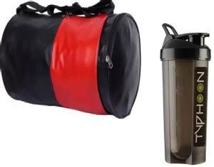 EMMCRAZ Combo (BLACK&RED) gym bag with typhoon bottle gym shaker Home ...