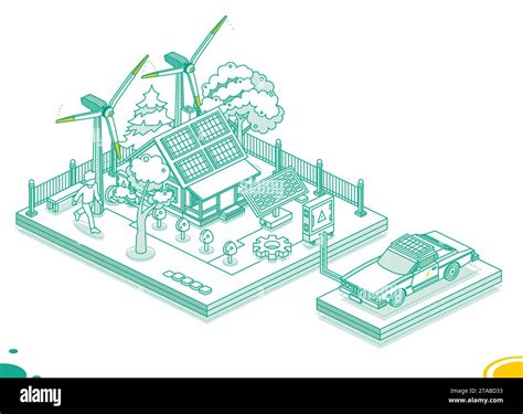 House solar panels turbine Stock Vector Images - Alamy