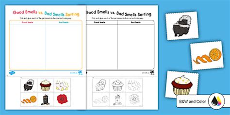 Good Smells vs. Bad Smells Cut and Paste Sorting Worksheet