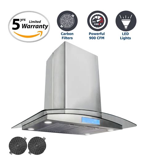 Buy Cosmo 30 in. 900 CFM Ductless Island Range Hood with with Tempered ...