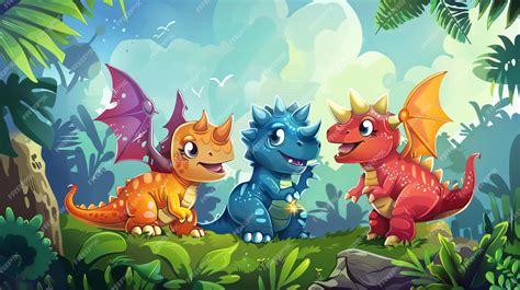 Premium Photo | Cute dinosaurs with wings AI generated illustration
