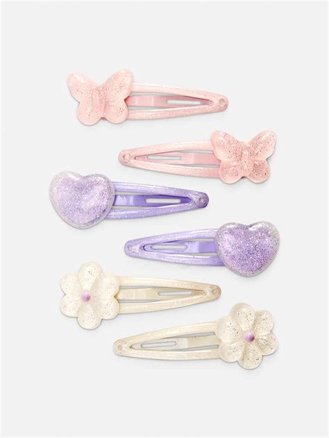 Girls Multi 6pk Glitter Snap Hair Clips | Primark
