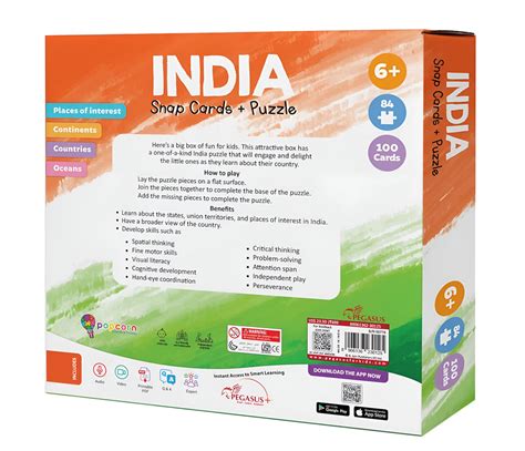 India Map Puzzle for Kids with 100 Flash Cards | Indian Flag Puzzles f ...