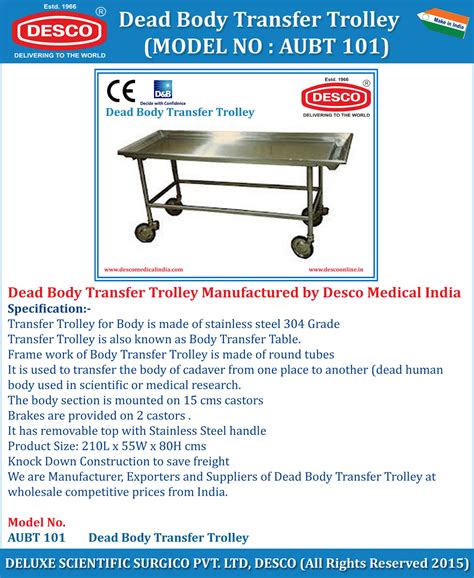 Mortuary Body Transfer Table and Trolleys - Manufacturers, Exporters ...