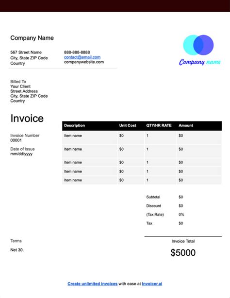 Image result for Invoice Field Example