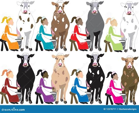 Eight Maids A Milking Clipart