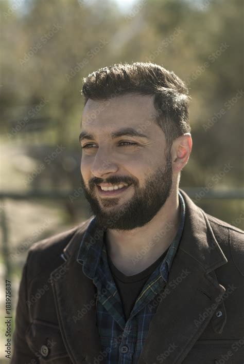 Beared 35 years old man portrait in outdoors image with full beard and ...