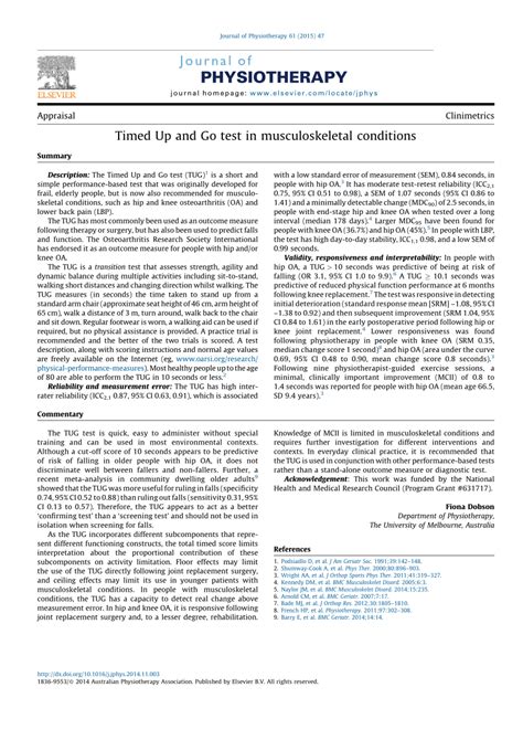 Timed Up and Go Test Procedure 的图像结果