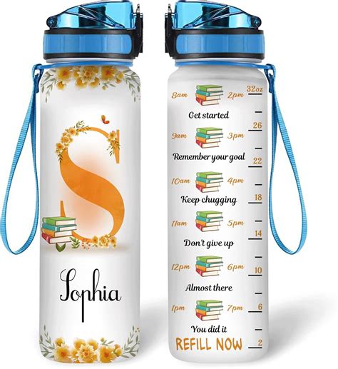 Personalized Book Lovers 32 Oz Liter Motivational Water Bottle, Books ...