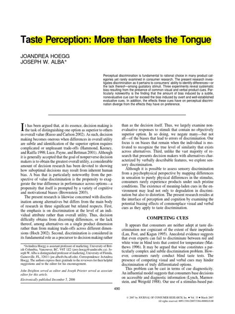 Taste Perception Experiment 的图像结果