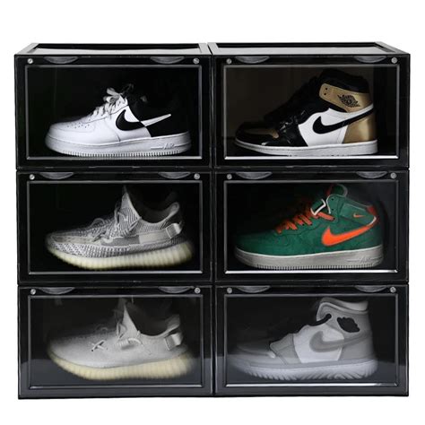 Foscadit Storage Shoes Box Stackable Clear Plastic Organizer for ...