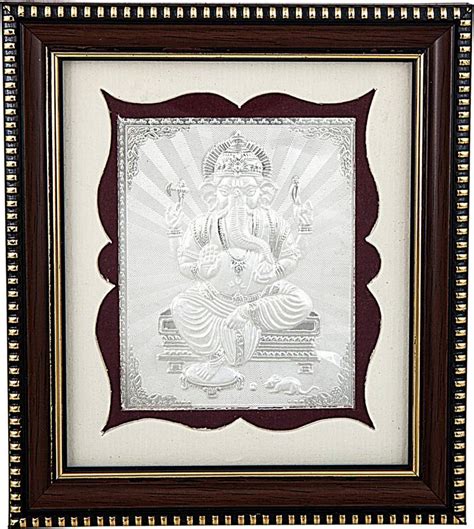 Siri Creations 999 Pure Silver Photo Frame Size 1 God Ganapathi Wooden ...
