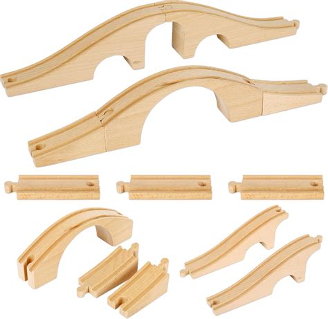 Amazon.com: JarThenaAMCS 8 Pcs Wood Train Track Expansion Set Wooden ...