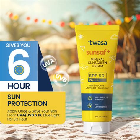 Sunsaf+ Mineral Sunscreen Cream SPF50 PA+++ – Twasa Cosmetics