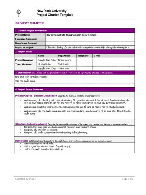 Project Charter Template | PDF