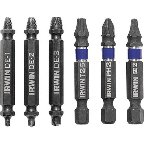 IRWIN, 6 Pc, Double End Extractor Bit, Screw Extractor Set - 30TK54 ...