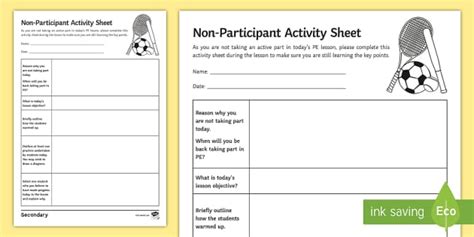 Non-Participant Worksheet / Worksheet (teacher made)