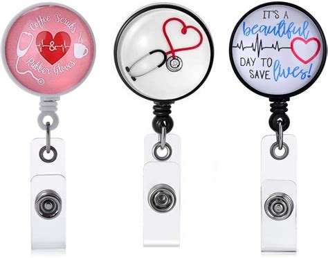 Buy Nurse Badge Holder Reel, 3 Pcs Retractable Badge Reels with ...