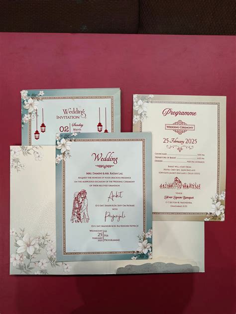 KLB515 Floral Design Semi Box Paper Wedding Card – Kalash Cards