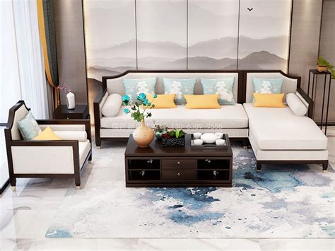 新中式经典款式沙发组合，新中式沙发定制，实木布艺沙发定制_儒匠家具