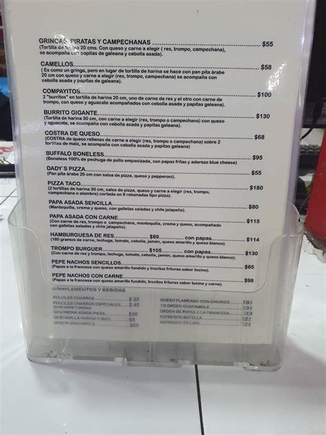 Menu at El Carbonero Contry restaurant, Monterrey