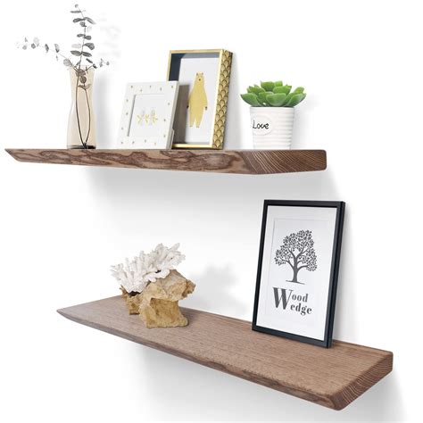Wood Floating Shelves Set of 2-Rustic Shelf 24" Wide Wooden Wall ...