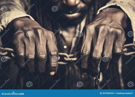 An African In Chains. The Concept Of Human Trafficking. The Day Of The ...