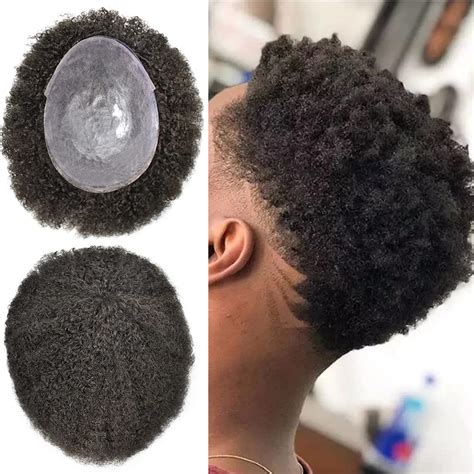 Buy SINGA HAIR Afro Toupee For Black Men Full Poly Skin PU Injection ...