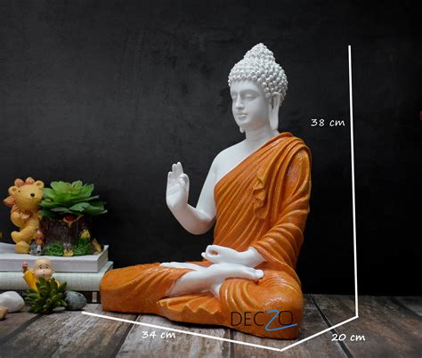 The Healing Spirit Blessing Buddha Statue : 1.25 Feet,Orange – Deczo