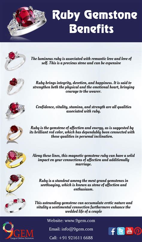 Benefits of Wearing Ruby Gemstone | Ruby gemstone, Gemstones, Crystals and gemstones