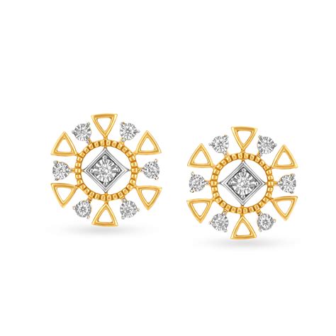 Eclectic 18 Karat Yellow And White Gold And Diamond Geometric Flower ...