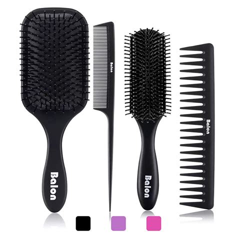 Amazon.com : 4Pcs Paddle Hair Brush, Detangling Brush and Hair Comb Set ...