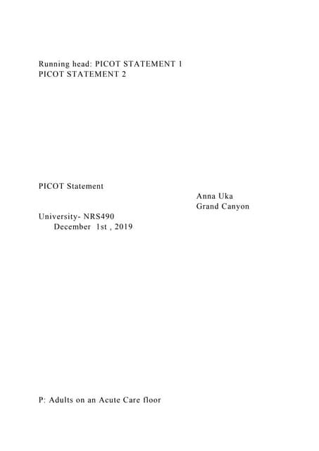 Image result for Picot Statement Example