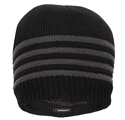 FabSeasons Unisex Acrylic Woolen Skull Cap for Winters with Faux Fur ...