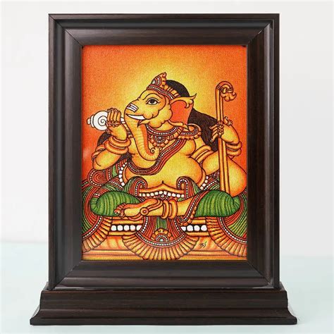 Handcrafted Ganesha Frame – Kerala Mural Table Top Decor | Culturati
