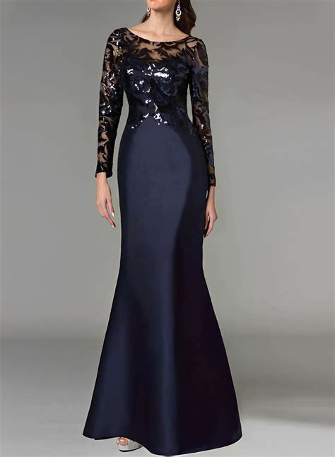 Sheath V-Neck Long Sleeves Floor-Length Mother Of The Bride Dresses ...