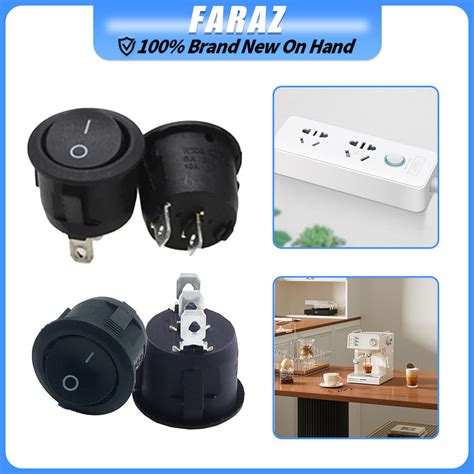 Black Mini Round 2/3 Pin ON-OFF Rocker Switch 1Pc 20mm Diameter Round ...