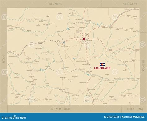 Colorado State Road Map with Interstates, United States Stock Vector ...