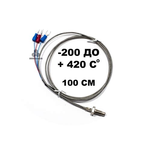 Температурен Сензор ,Терморезистор Тип Pt100 , -200 До 420 °C , 100 Cm ...
